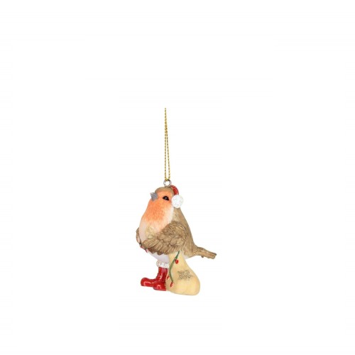 Елочная игрушка Gisela Graham Птичка в сапожках с мешком