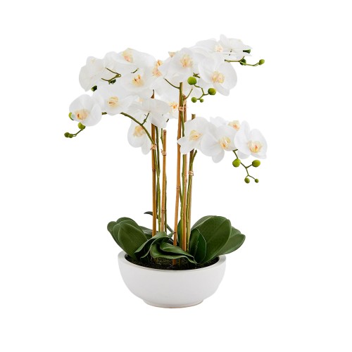 Искусственный вазон EDG Орхидея белая В64