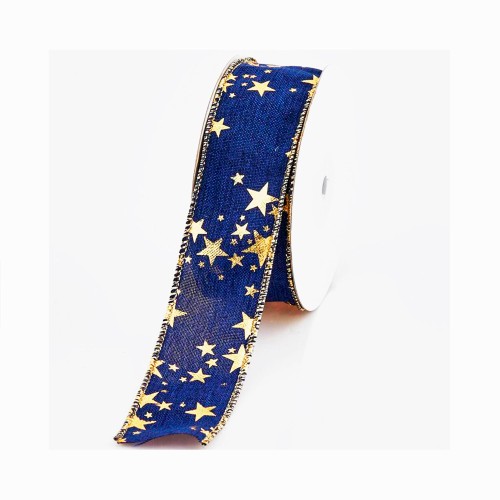 Декоративная лента рулон EDG синяя со звездами 38 мм