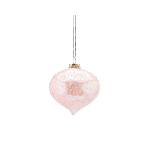 Новогодний шар EDG Айс розовые капли Флерон капелька