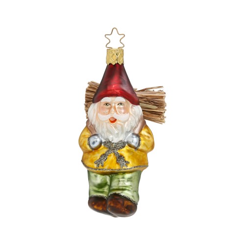 Елочная игрушка Inge Glas Гном с хворостом В12