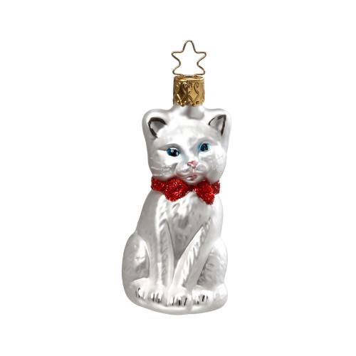 Елочная игрушка Inge Glas Кот белый в бабочке В9