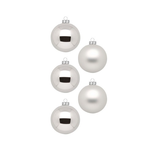 Новорічні кульки Inge Glas х30 Д6 срібні глянцеві та матові