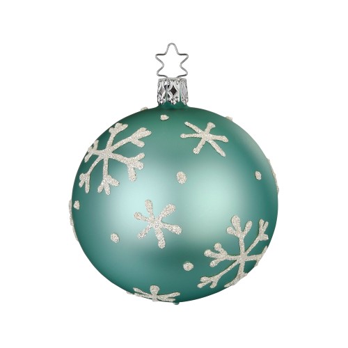 Новорічна кулька Inge Glas Зелена зі сніжинками Д8