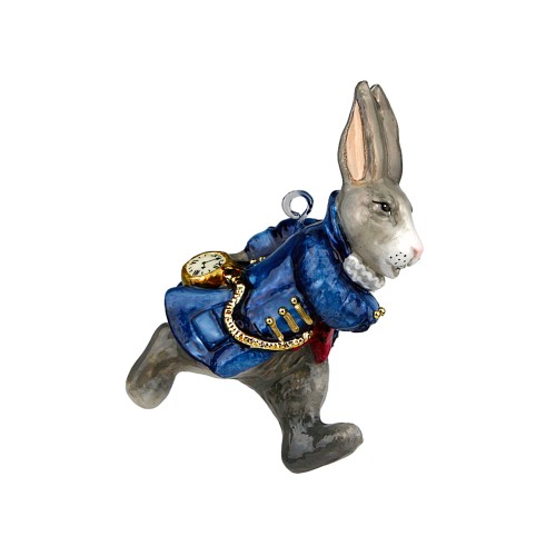 Елочная игрушка Символ года Komozja Кролик с часами в синем