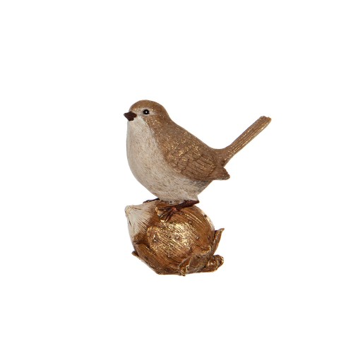 Статуэтка Птичка ZELENA на орешке золотая В11