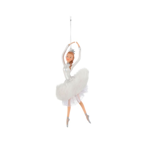 Ялинкова іграшка ZELENA Балерина біла В15 ручки догори