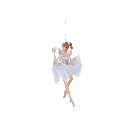 Ялинкова іграшка ZELENA Балерина біла з метеликом В6