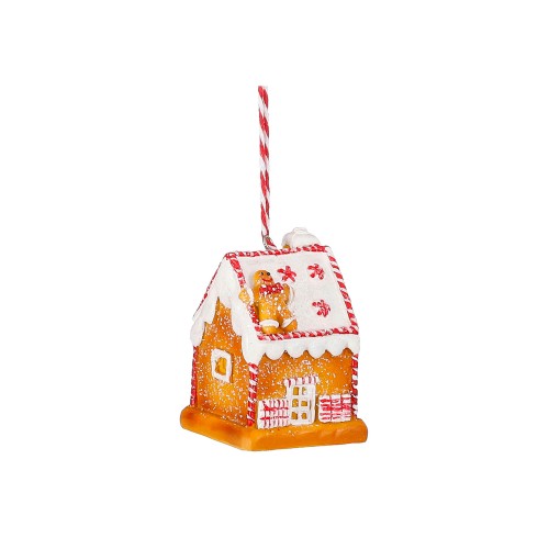 Елочная игрушка ZELENA Имбирный домик с человечком на крыше В8