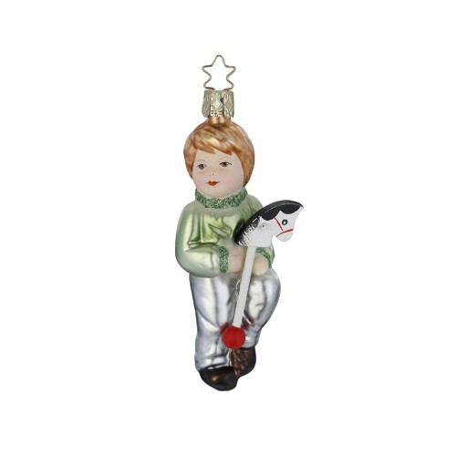Ялинкова іграшка Inge Glas Хлопчик з конячкою на паличці В12