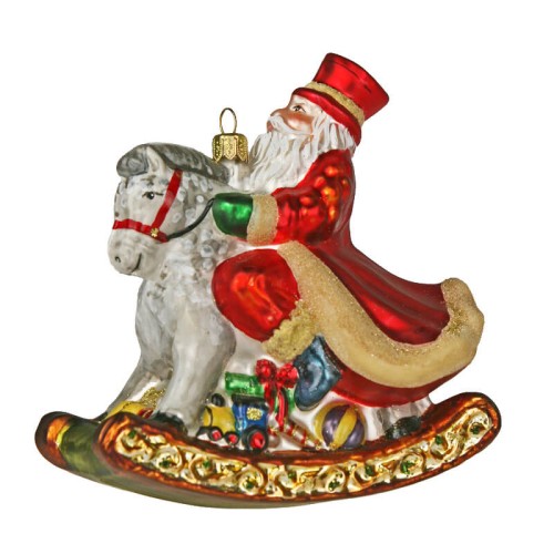 Ялинкова іграшка Komozja Санта на коні-гойдалці