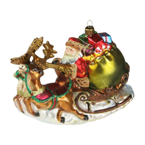 Елочная игрушка Komozja Санта в упряжке оленей