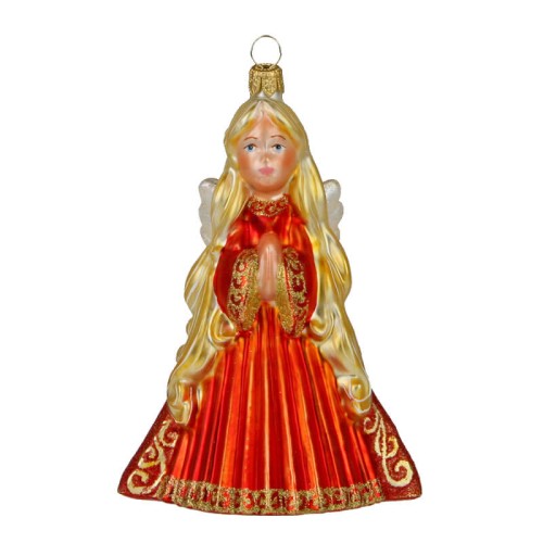 Ялинкова іграшка Komozja Ангел у червоній сукні