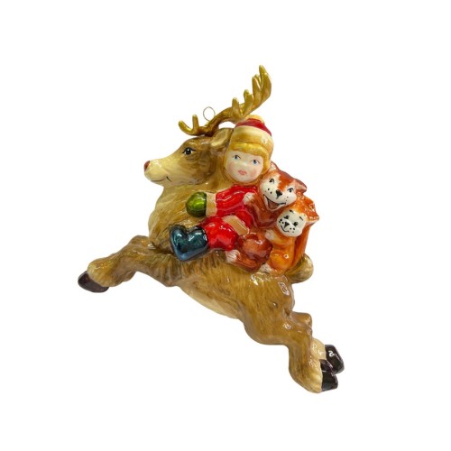 Ялинкова іграшка Komozja Дітки верхи на олені