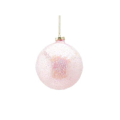 Новорічна куля EDG Айс рожеві краплі Д10