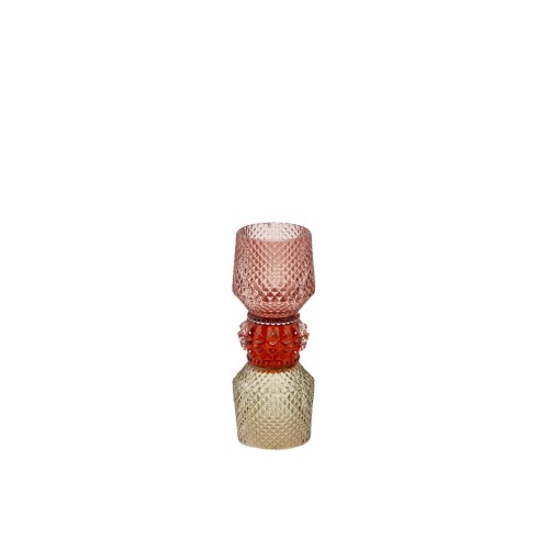 Свічник скляний EDG Barceloneta рожево-бежевий В22