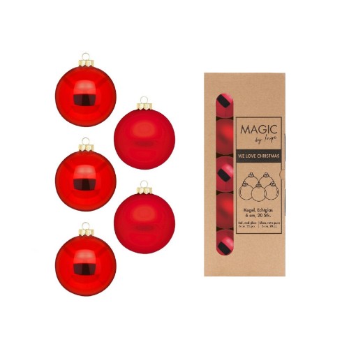 Новорічні кульки Inge Glas х20 Д6 червоні полум'яні