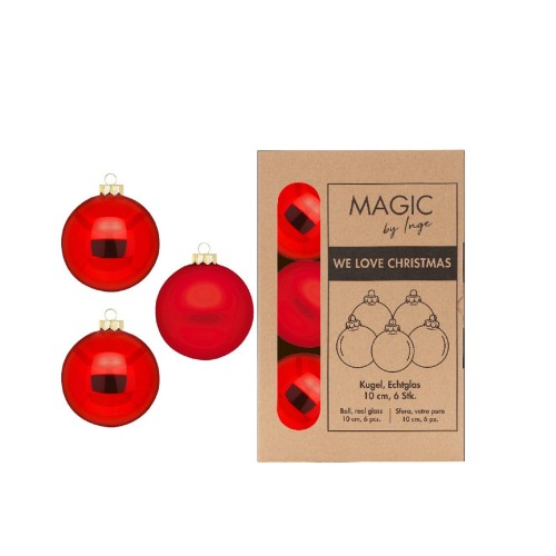Новорічні кульки Inge Glas х6 Д10 червоні яскраво-червоні