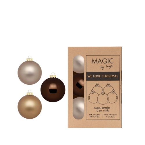 Новорічні кульки Inge Glas х6 Д10 золоті коричневі