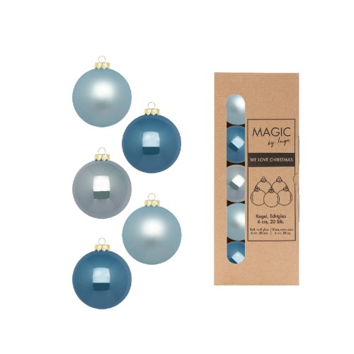 Новорічні кульки Inge Glas х20 Д6 небесно-блакитний