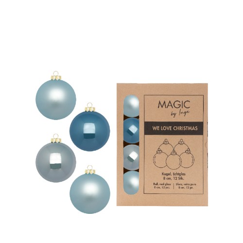 Новорічні кульки Inge Glas х12 Д8 небесно-блакитний