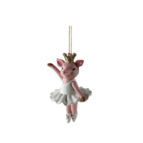Ялинкова іграшка ZELENA Свинка-балерина з короною В10