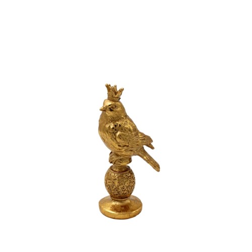 Статуэтка ZELENA Птичка в короне золотая В20