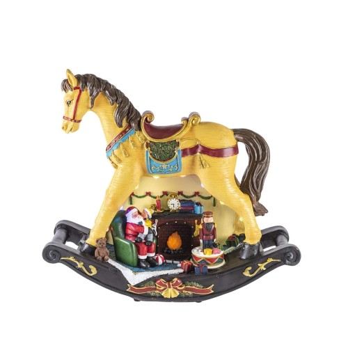 Новорічна статуетка ZELENA Кінь-гойдалка Майстерня Санти з LED Д50