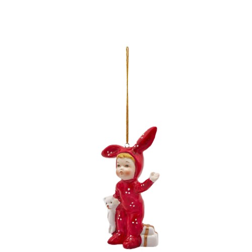 Ялинкова іграшка EDG керамічна Хлопчик з ведмедиком В11