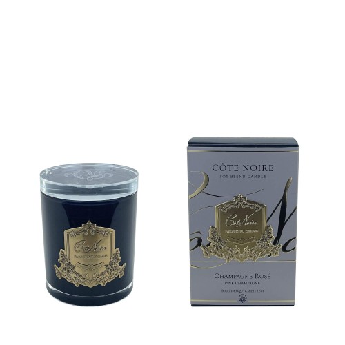Аромасвічка Cote Noire 450г з кришталевою кришкою Рожеве шампанське золото