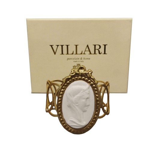 Кольцо для салфетки Villari с камеей Афина бело-золотое