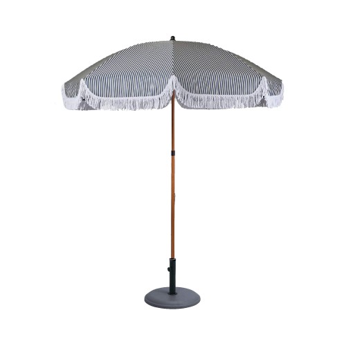Садовый зонт EDG в полоску черно-белый с подставкой