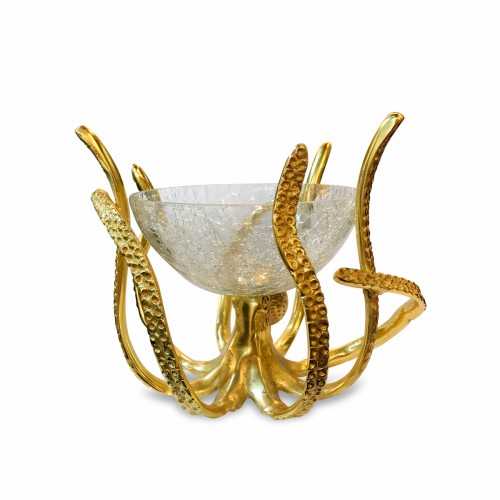 Чаша на підставці Culinary Concepts Восьминіг золотий кракл Д19
