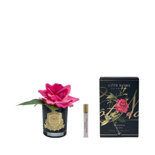 Аромадифузор Cote Noire Flower французька троянда пурпурна в чорній вазі 1 парфум