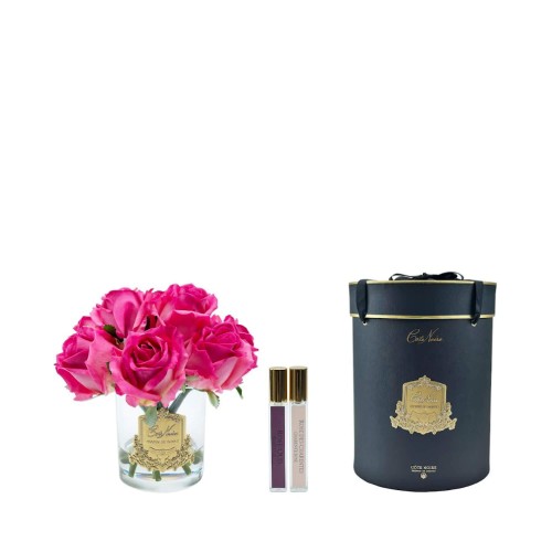 Аромадифузор Cote Noire Flower Троянди пурпурові в прозорій вазі 2 парфуми золото