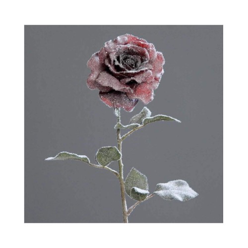 Штучні квіти ZELENA Троянда засніжена бордо В70