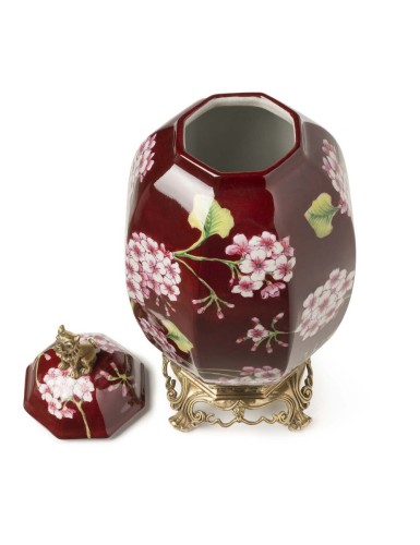 Порцелянова ваза Abhika бордові квіти В36