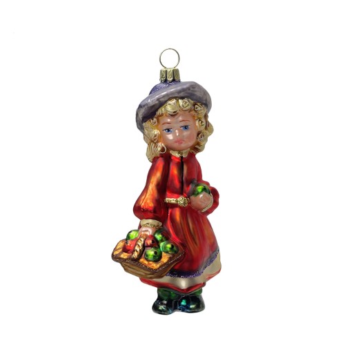 Ялинкова іграшка Komozja Дівчинка з коричневою корзинкою