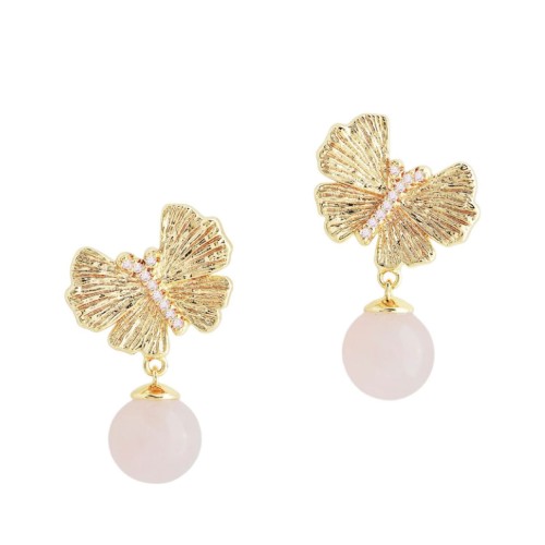 Сережки Anabel Aram Butterfly с розовым кварцем