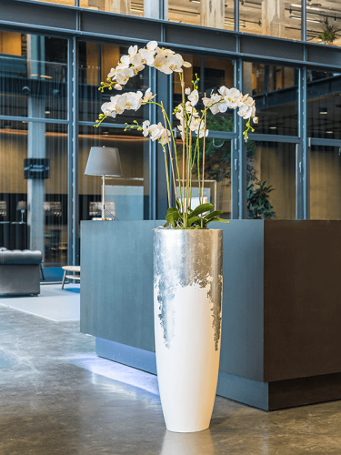 Горшок для растений ZELENA Luxe Lite бело-серебряный 36х91
