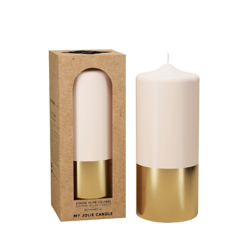 Свеча Myjoliecandle Цилиндр бежево-золотая 6х15