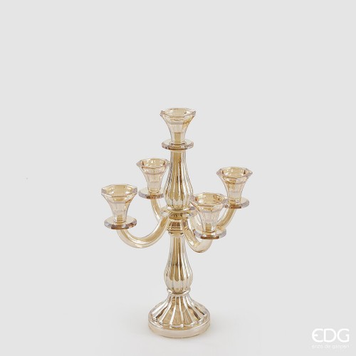 Подсвечник EDG Crystal на 5 свечей амбр В35