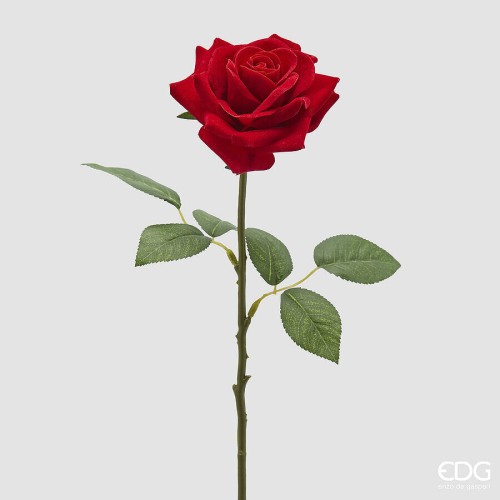Искусственные цветы EDG Красная роза бархатная В50