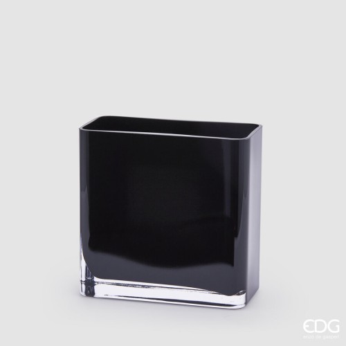 Ваза стеклянная EDG прямоугольная черная В20