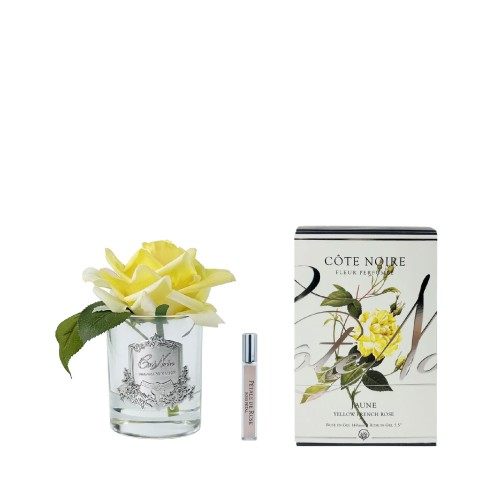 Аромадиффузор Cote Noire Flower Французская роза желтая в прозрачной вазе