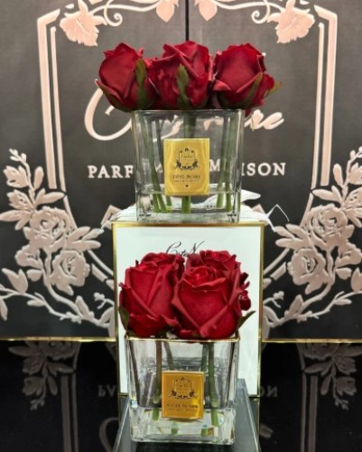 Аромадиффузор Cote Noire Flower 9 роз красные в прозрачной вазе