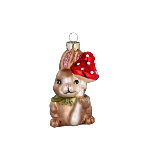Елочная игрушка Inge Glas Кролик с мухомором В7