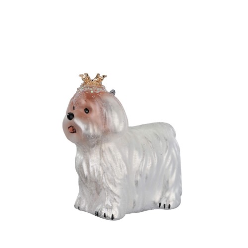 Елочная игрушка Inge Glas Собачка гаванский бишон в короне В9