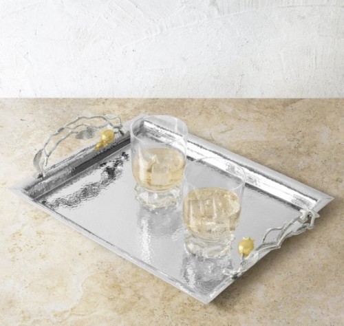 Таця Michael Aram Pomegranate Silver & Gold 33х45
