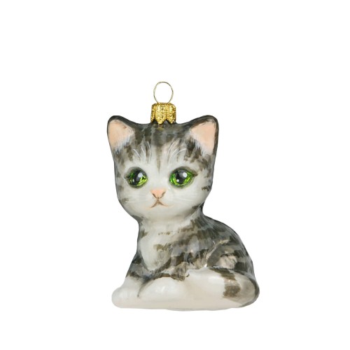 Елочная игрушка Komozja Фартовый Котик серый